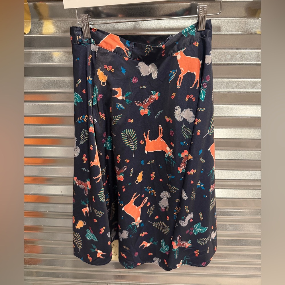 Modcloth Navy Skirt with Animal and Floral Print size medium Great